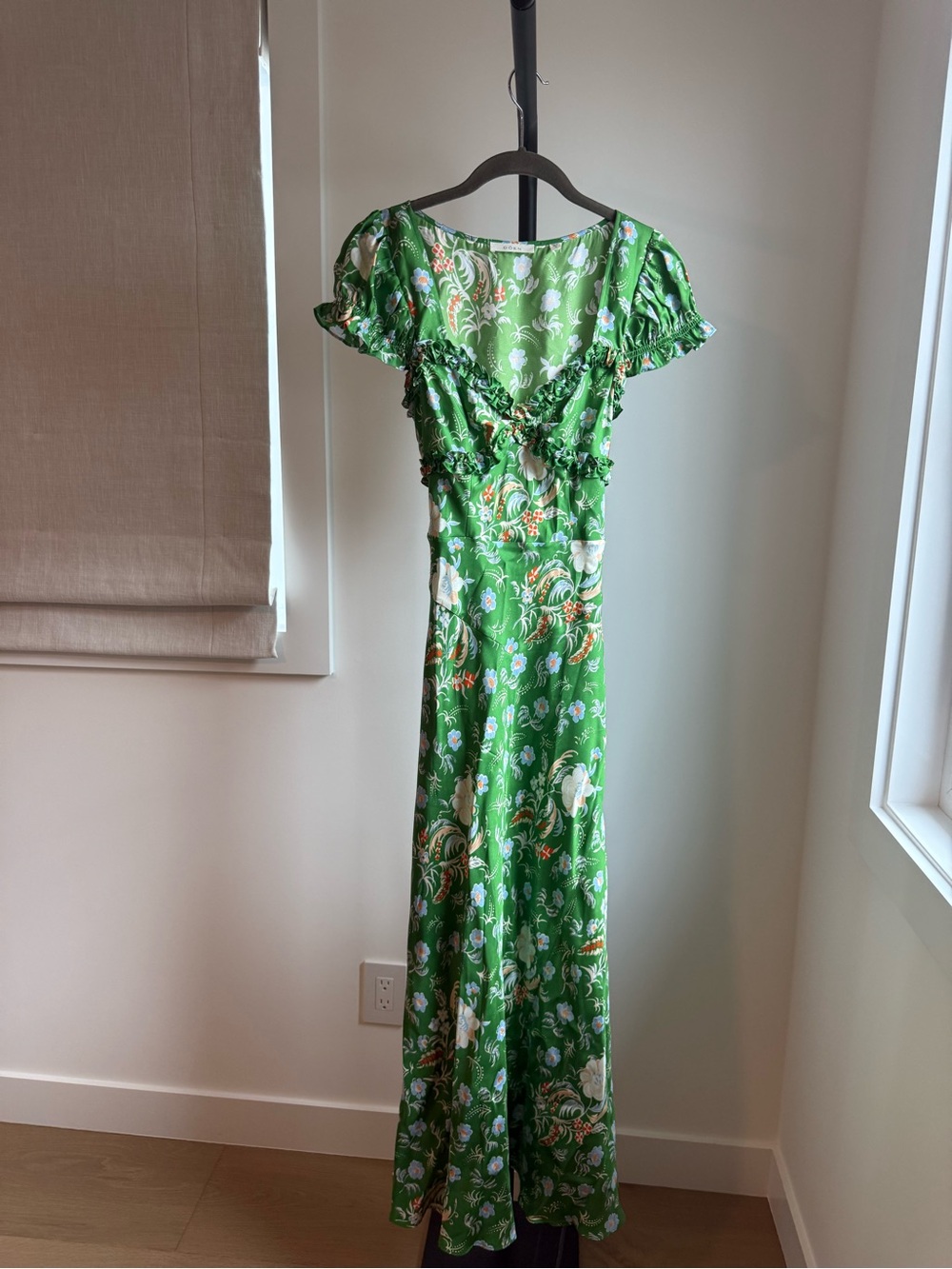 Doen Green Floral Ruffled Maxi Dress